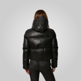 ROSA Leather Puffer Jacket With Adjustable Elastic Waist