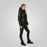 ROSA Leather Puffer Jacket With Adjustable Elastic Waist