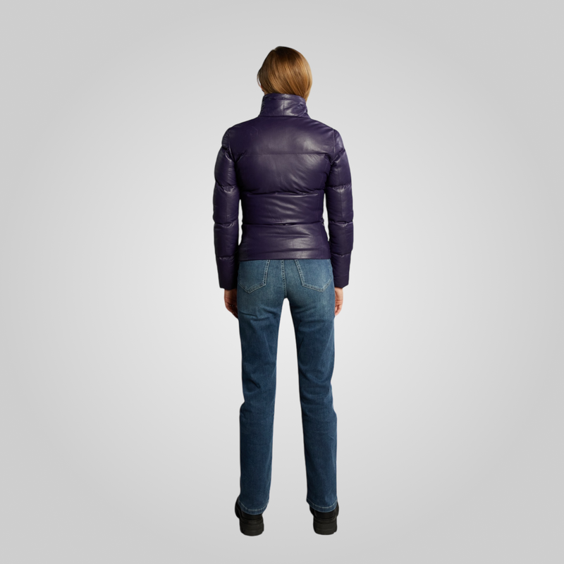 VICKY Leather Puffer Without Hood