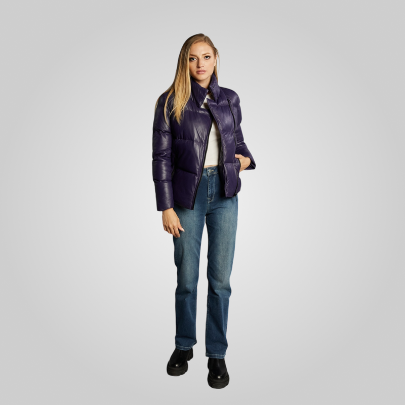 VICKY Leather Puffer Without Hood