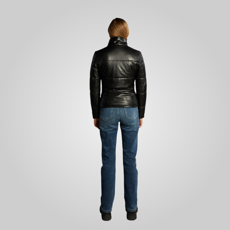VICKY Leather Puffer Without Hood