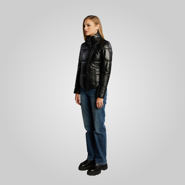 VICKY Leather Puffer Without Hood