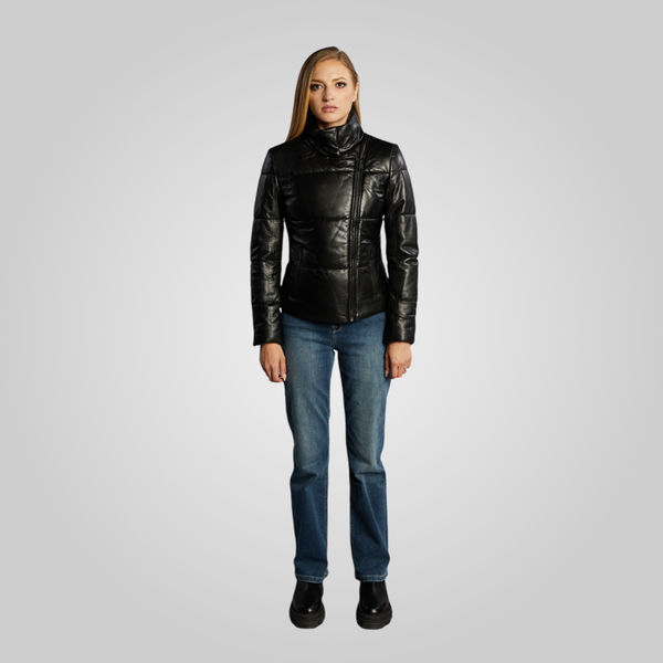 VICKY Leather Puffer Without Hood