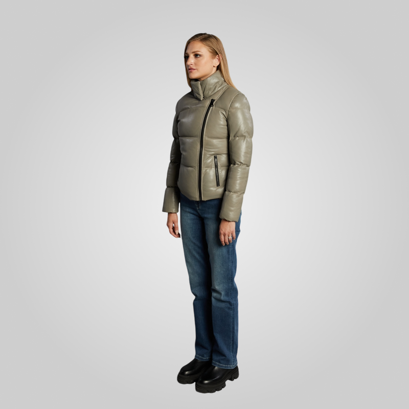 VICKY Leather Puffer Without Hood