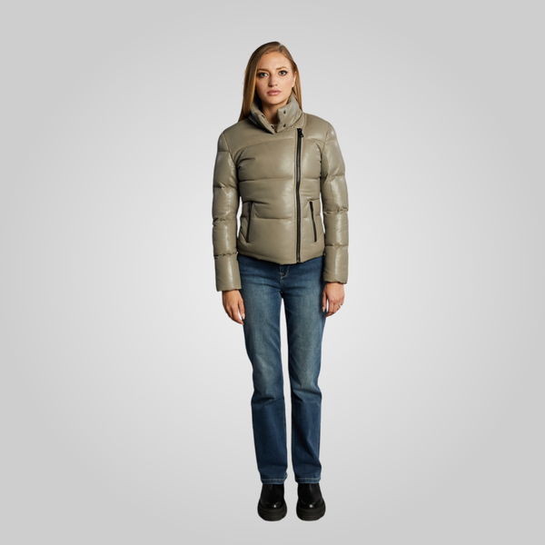 VICKY Leather Puffer Without Hood