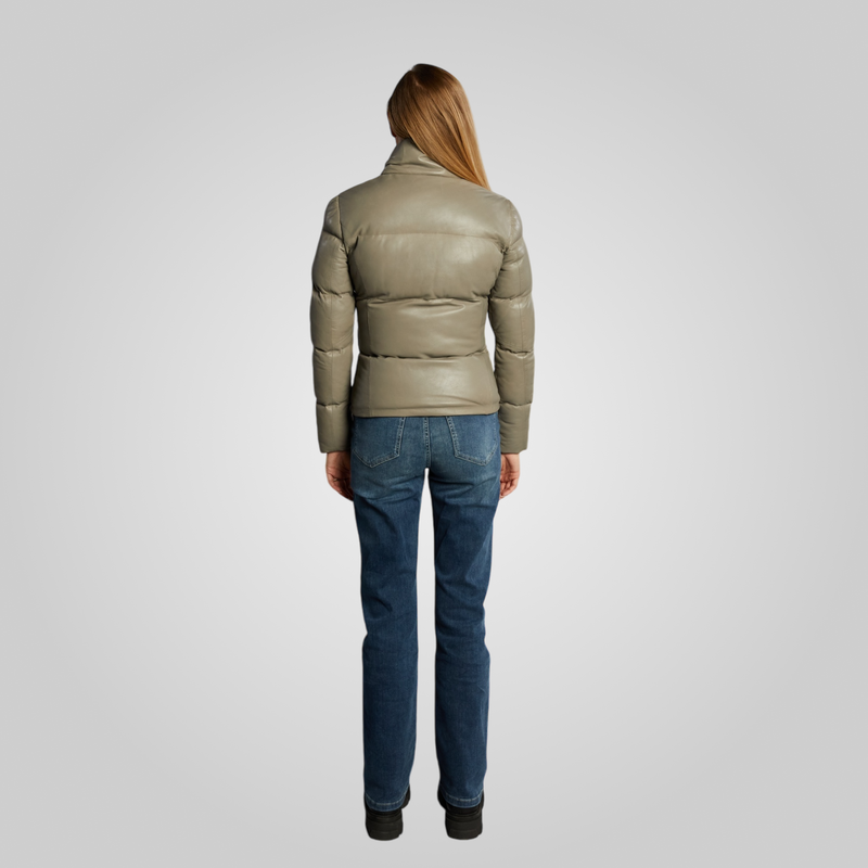 VICKY Leather Puffer Without Hood