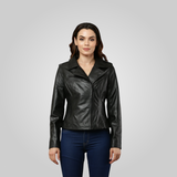 ABBEY Cropped Leather Biker Jacket
