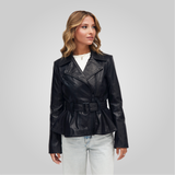 VIENNA Peplum Bike Jacket With Belt